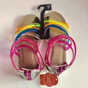 Girls Colorful Sandals with Straps & Zippers size 9